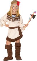 Widmann - Indiaan Kostuum - Misizaagiwininiwag Indiaan Amerika - Meisje - Bruin, Wit / Beige - Maat 116 - Halloween - Verkleedkleding