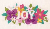 Quote Borduurpakket | Vrolijk borduurpakket voor volwassenen | Joy | Anchor | Voorbedrukte Stof, Naald, Katoenen Draad, Patroon | Bloemen borduren | Hobbypakket| Cadeau