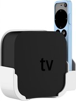 Luxe Wandsteun Beugel Houder Geschikt Voor Apple TV Full HD / 4K (2012/2015/2017/2021) Met Siliconen Beschermhoes Case Cover Hoesje Voor Siri Remote -  Muurbeugel Wand Docking Stat