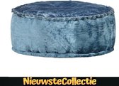 poef - fluweel velvet blauw - rond - kruk krukje bankje - bank - poefs - Nieuwste Collectie