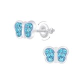 Joy|S - Zilveren vlinder oorbellen - blauw - screw back sluiting