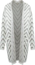 Vest Halflang - Vest met Zigzag Print - Vest met Lurex - S/M - Beige