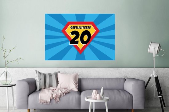 Affiche Cadeau d'anniversaire - 20 ans - Cape de super-héros - 120x80 cm