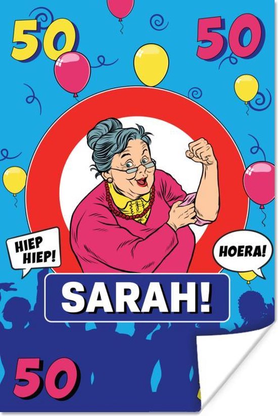 kruising Nevelig kandidaat Poster Verjaardag - 50 Jaar Sarah - Ballonnen - 60x90 cm | bol.com