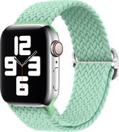YONO Gevlochten Nylon Stretch Bandje geschikt voor Apple Watch - 42 / 44 / 45 / 49 mm - Lichtgroen