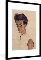 Cadre photo avec affiche - Autoportrait avec chemise rayée - Egon Schiele - 80x120 cm - Cadre pour affiche