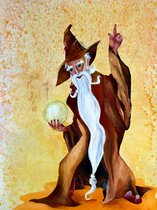 Poster Merlijn de Tovenaar - sprookjes ontwerp van een originele kinderschilderij - kinderkamer decoratie
