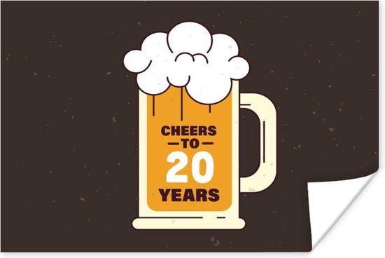 Poster Verjaardag - 20 Jaar verjaardag - Bier - 120x80 cm