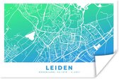 Poster Stadskaart - Leiden - Nederland - Blauw - 90x60 cm - Plattegrond