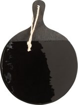 J-Line Plank Rond Mango Hout Zwart L40xB30xH2 cm Luxe Hapjesplank serveerplank