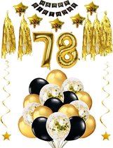 78 jaar verjaardag feest pakket Versiering Ballonnen voor feest 78 jaar. Ballonnen slingers sterren opblaasbare cijfers 78