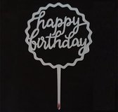Cake - Taart Topper Happy Birthday Zilver Kartel. Taartdecoratie. Tasty Me.