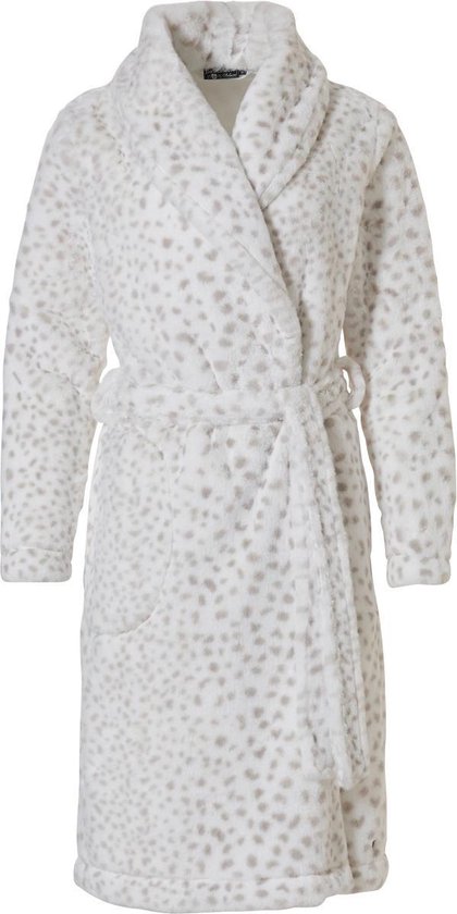 Pastunette Deluxe badjas fleece dames - wit-grijs - 75212-330-0/103 - maat  40/42 | bol.com