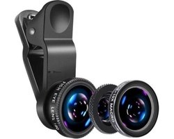 DrPhone PiX - 180° Lens Universele Premium 3 in 1 Fish Eye Lens - Macro Lens / Wide Lens / Fish Eye lens Kit