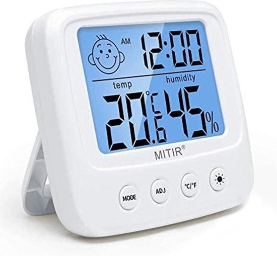 DrPhone GM1 – Hygrometer – Thermometer – Luchtcomfort – Alarm – Wekker – Hoge nauwkeurigheid – 2,3-Inch LCD-scherm – Wit