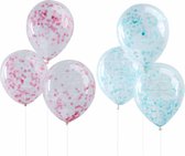 Confetti ballonnen roze en blauw - 24 stuks - Verjaardag - Gender Reveal - Babyshower - Luxe Gender Reveal