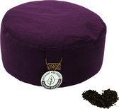 Meditatiekussen boekweit - Yogakussen rond violet - Meditatiekussen biologisch katoen - Hoogte 25cm x doorsnede 35cm