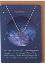 Something Different - Gemini Star Sign Ketting - Met kaart - Goudkleurig