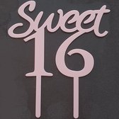 Cake - Taart Topper Sweet 16 Roze. Taartdecoratie. Tasty Me.