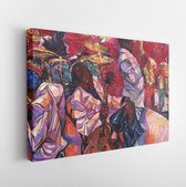 Canvas schilderij - Singer, jazz club, saxophonist, jazz band, oil painting, artist Roman Nogin, series "Sounds of Jazz."looking for partnerships with artdillers  -     708146749 -