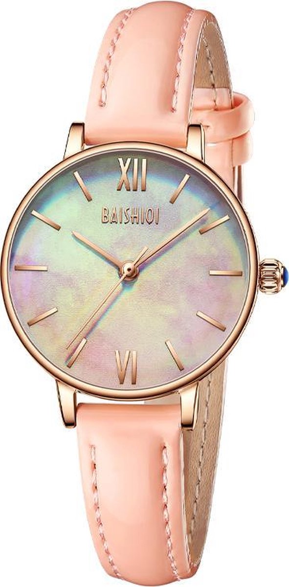 BiDen - BAISHIOI - Dames Horloge - Roze-Rosé-Paars - 30mm