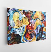 Canvas schilderij - Stained Glass Forever series. Backdrop composed of color fragments, shape patterns and symbols and suitable for use in the projects on art, space division and d