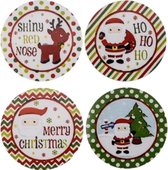 48 ovale Sluitstickers-4 Kleuren-Stickers-Fijne Feestdagen-Kerststickers-Cadeaustickers