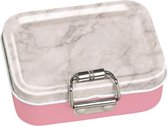 mini-bureaubox strepen staal grijs/roze/wit 7-delig
