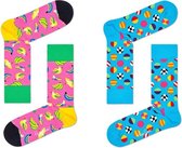 Happy Socks - Set van 2 - Banana Bird Sock - Clashing Dot - Maat 41-46