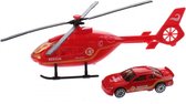 helikopter reddingsdienst diecast 18 cm rood 2-delig