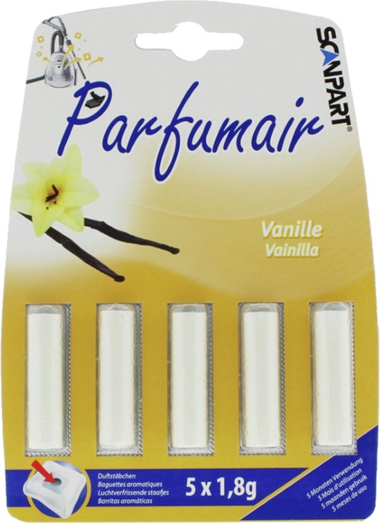 Parfumair geurstaafjes voor stofzuiger - Vanille geur - Stofzuigerverfrisser - Geschikt voor stofzuigerzak - 5 stuks