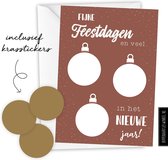 8 kerstkaarten met enveloppen - Persoonlijke kraskaarten - kerstkaarten set - nieuwjaarskaarten - diy zelf maken - brique/goud
