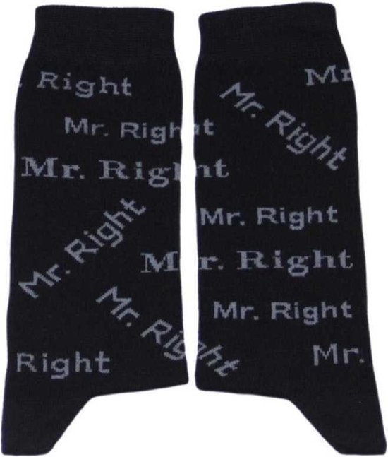 Chaussettes amusantes - M. À droite - Texte tissé dans la chaussette -  Taille 40-45 | bol.com