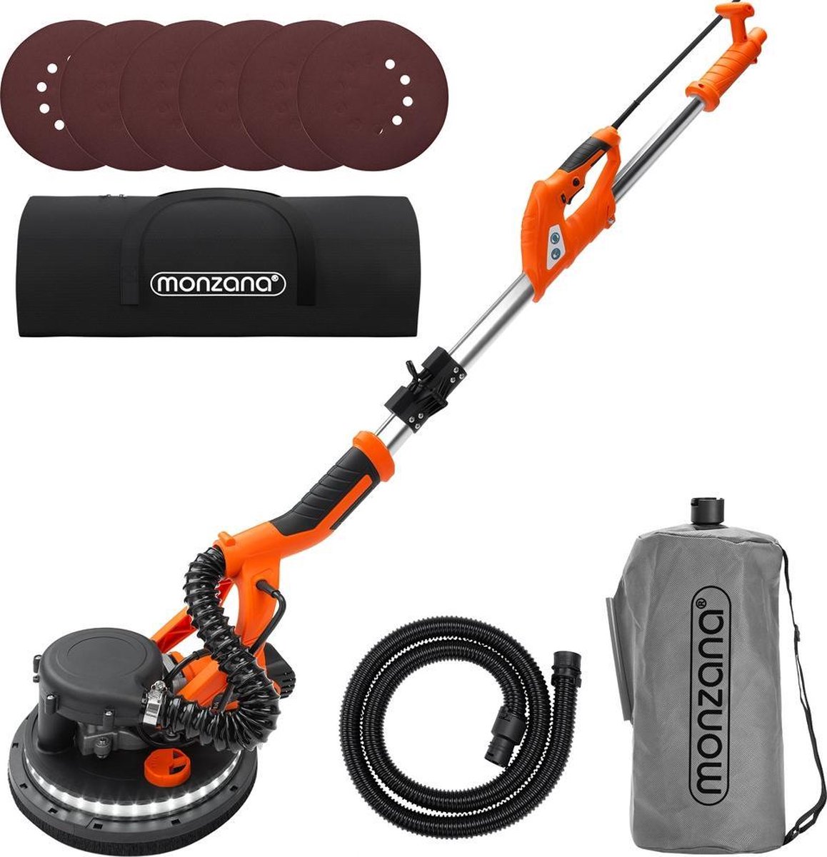 monzana Trockenbauschleifer, 750 Watt max 1750 U/min 12x 225mm Schleifscheiben Deckenschleifer monzana Trockenbauschleifer, 750 Watt max 1750 U/min 12x 225mm Schleifscheiben Deckenschleifer