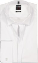 OLYMP Level 5 body fit overhemd - smoking overhemd - wit - gladde stof met wing kraag - Strijkvriendelijk - Boordmaat: 42