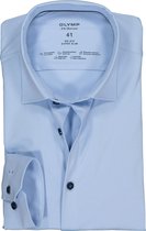 OLYMP No. Six 24/Seven super slim fit overhemd - lichtblauw tricot - Strijkvriendelijk - Boordmaat: 38