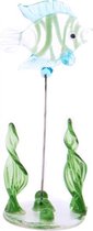glazen vis op standaard 10 cm blauw/groen/transparant