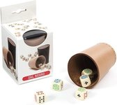 pokerbeker met dobbelstenen 13 x 8 cm leer 6-delig