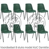 King of Chairs -set van 8- model KoC Daniëlle groen met zwart onderstel. Kantinestoel stapelstoel kuipstoel vergaderstoel kantine stoel stapel stoel kantinestoelen stapelstoelen ku