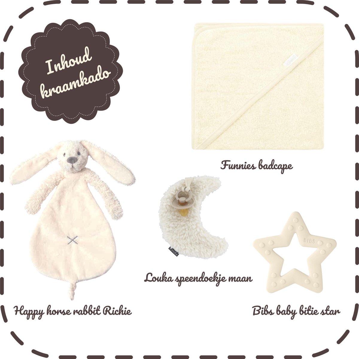 Goedkoopste Louka Kraamkado crème - luxe kraambox met kraamcadeaus Happy Horse - BIBS - Funnies - Louka - kraammand