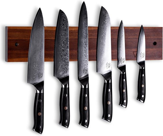 Porte-couteau magnétique en bois d'acacia robuste - Extra large - 7-9  couteaux tenant... | bol.com