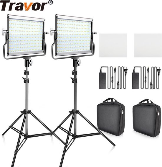 Travor professionele fotostudio lampen – studiolamp - lichtstandaard – krachtige LED verlichting – lange levensduur - kleurtemperatuur en helderheid eenvoudig aanpassen