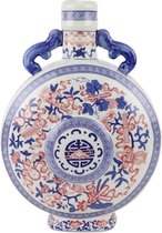 Fine Asianliving Chinese Vaas Blauw Wit Rood Porselein D22xH35cm