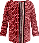 GERRY WEBER Dames shirt met 3/4-mouwen en patchmotief EcoVero Rot/Orange/Schwarz Druck-42