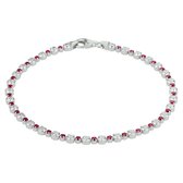 YO&NO - Armband - Zilver - Tennisarmband - Zirkonia rood - 3mm - 18cm - Sieraden vrouw - Zilver 925