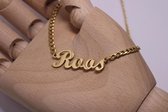 Bixorp Me Ketting met naam hanger Roos Goudkleurig - Stainless Steel / Roestvrij Staal ketting - Cadeau voor haar