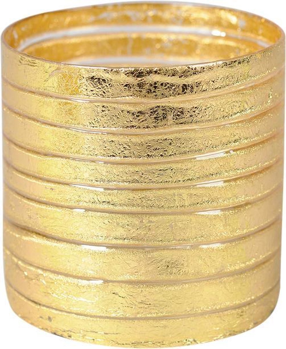 Rasteli Windlicht-Kaarsenhouder-Waxinelichthouder Glas Goud D 15 cm H 15 cm
