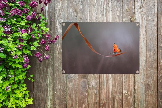 Décoration de jardin Insecte - Oranje - Feuille - 60x40 cm - Poster jardin - Toile jardin - Poster extérieur