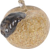 Rasteli Appel Decoratie Glas Goud-Zwart L 9 cm x B 8 cm x  H 9.5 cm