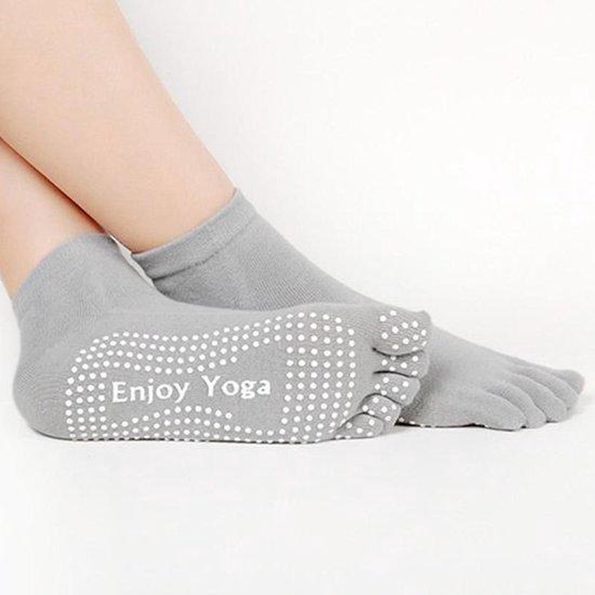 Yoga sokken - Antislip - Grijs - Losse tenen - Maat 36-40